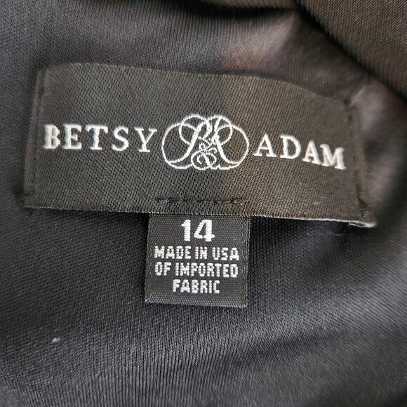 Betsy & Adam Asymmetrical One Shoulder Stretch Formal Gown Dress Size 14 Black - Picture 3 of 6